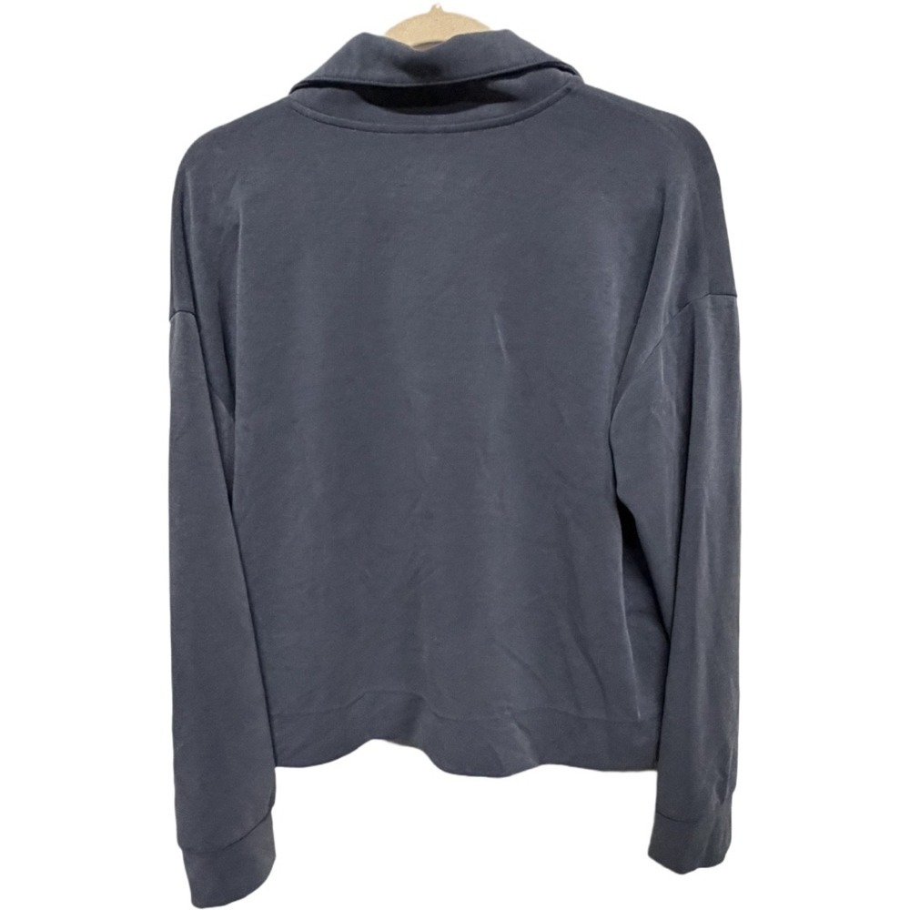 Athleta Seasoft Quarter Zip Sweatshirt Slate Blue Gray Pullover Soft Modal Large - Picture 5 of 7